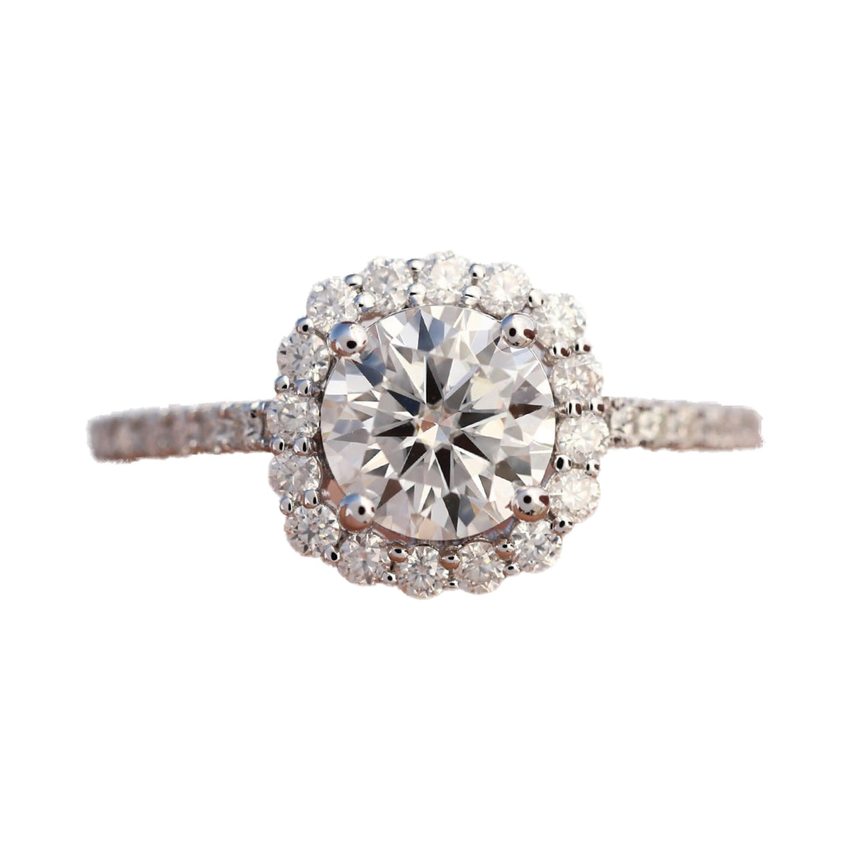 Round Cut Lab Grown Diamond Pave Engagement Ring from Carat and Kraft, on white