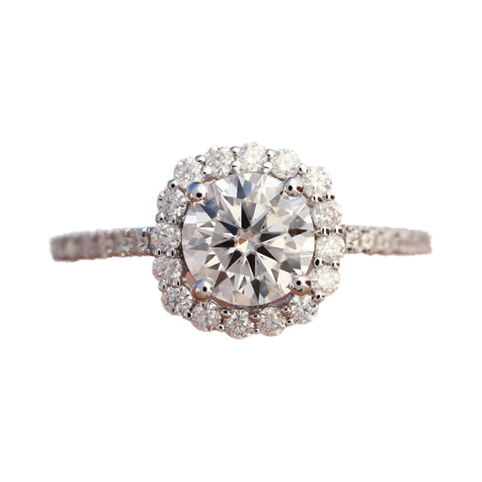 Round Cut Lab Grown Diamond Pave Engagement Ring from Carat and Kraft, on white