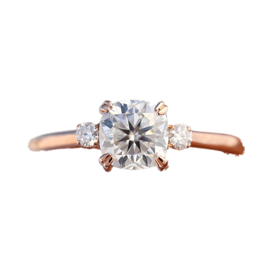 Cushion Three Stone Lab Grown Diamond Ring from Carat and Kraft, on white