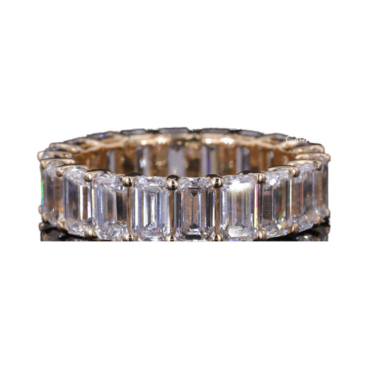 Emerald Cut Lab grown Diamond Full Eternity Wedding Band from Carat and Kraft, on white