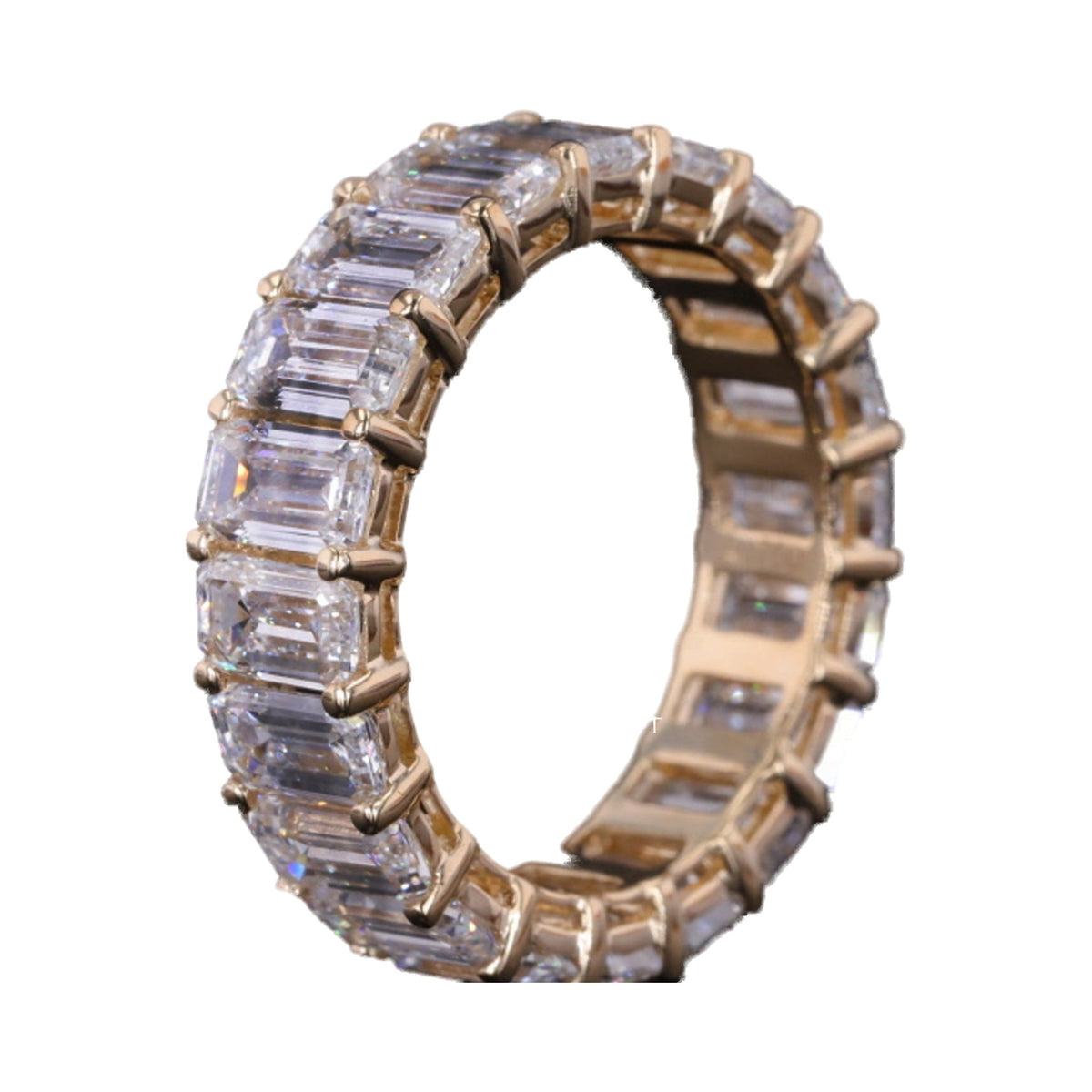 Emerald Cut Moissanite Eternity Wedding Band from Carat and Kraft, on white