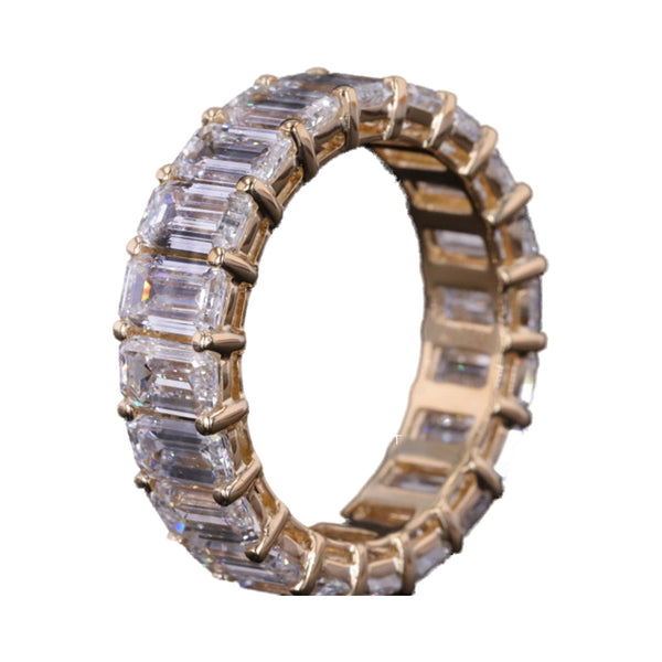 Emerald Cut Moissanite Eternity Wedding Band from Carat and Kraft, on white