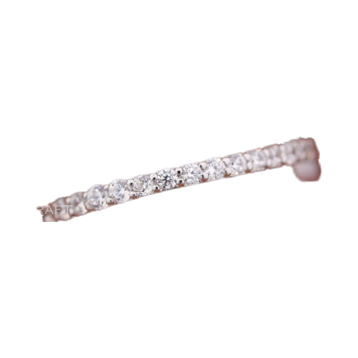 Full Eternity Style Moissanite Pretty Wedding Band from Carat and Kraft, on white
