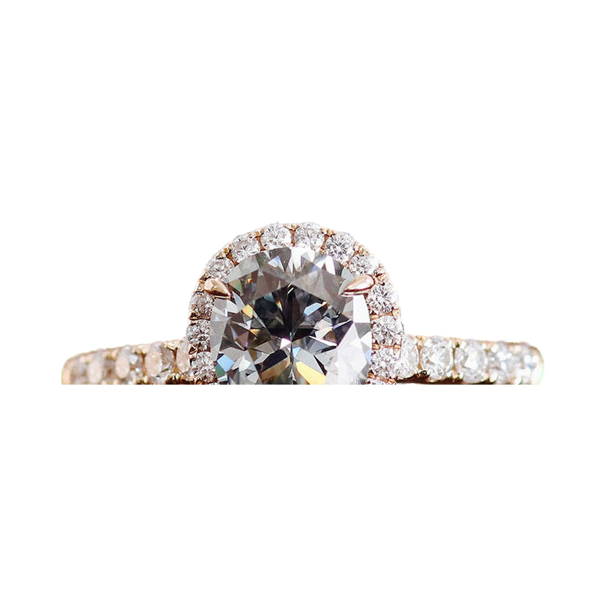 Gray Pear Cut Halo Moissanite Engagement Ring from Carat and Kraft, on white