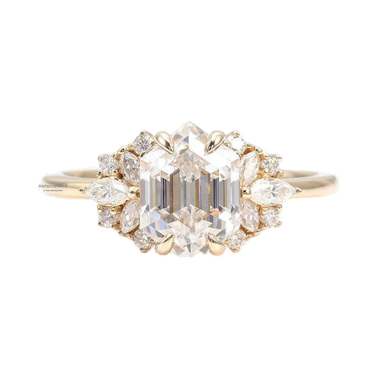 Hexagon Cut Lab Grown Diamond Ring, Marquise Wedding Ring from Carat and Kraft, on white