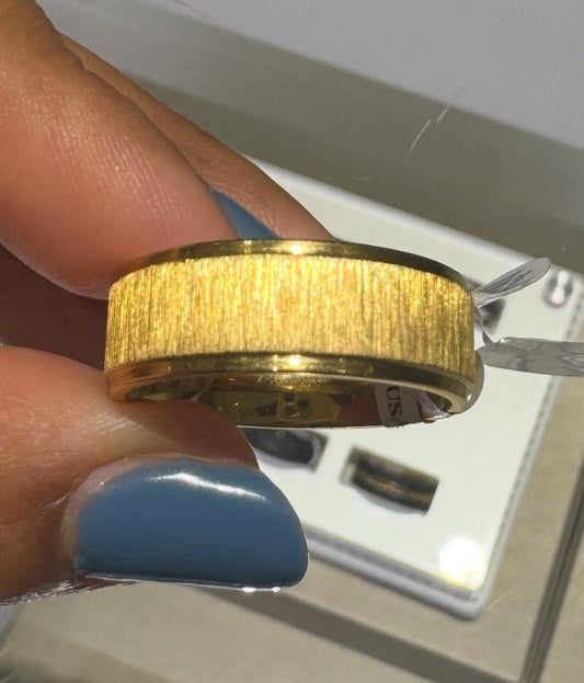 Mens Plain Band, 14k Yellow Gold Band, 8mm Width and 2mm Thickness