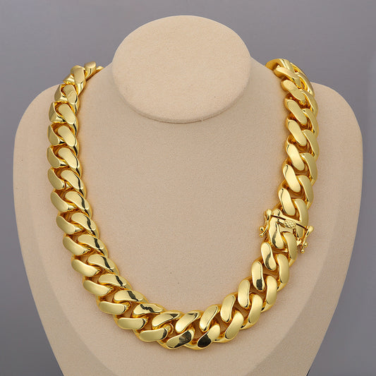 18k gold plated heavy solid big chain Brass chain