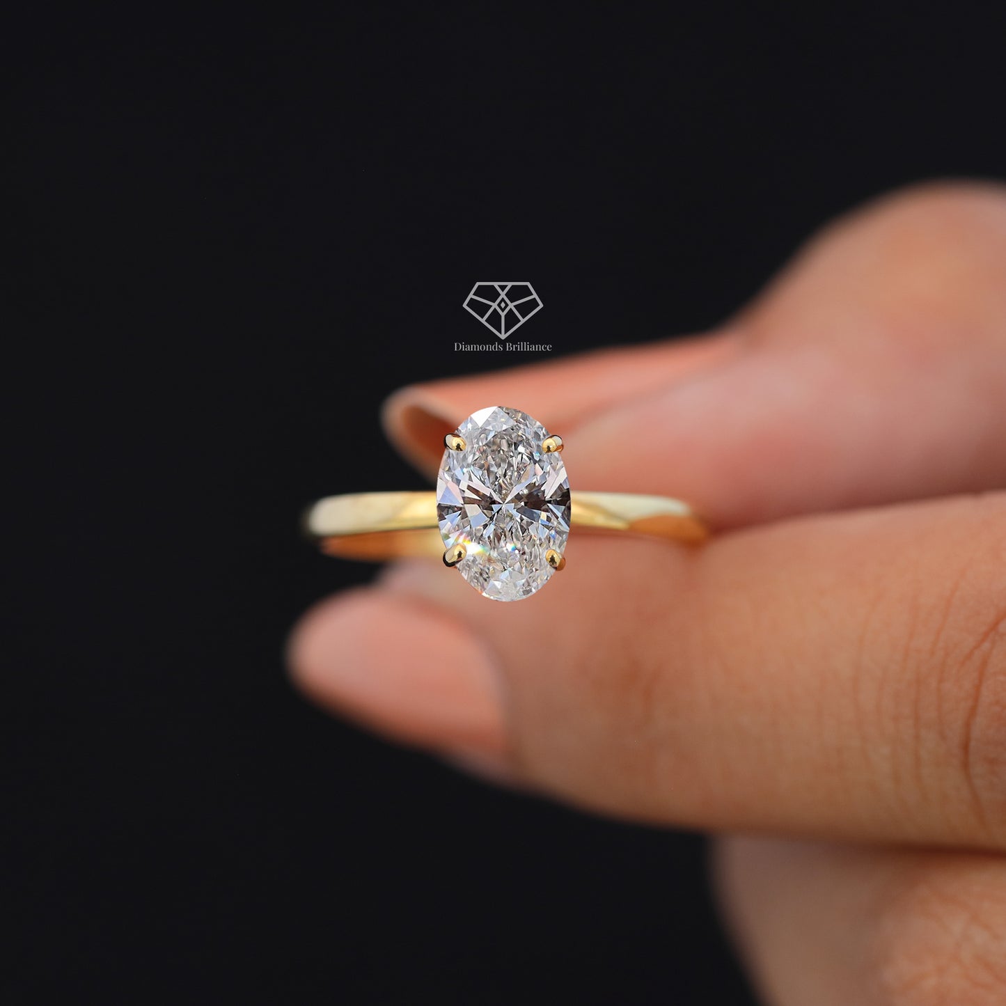 14k Solid Gold 2.0CT Oval Cut Lab Grown Diamond Hidden Halo Ring