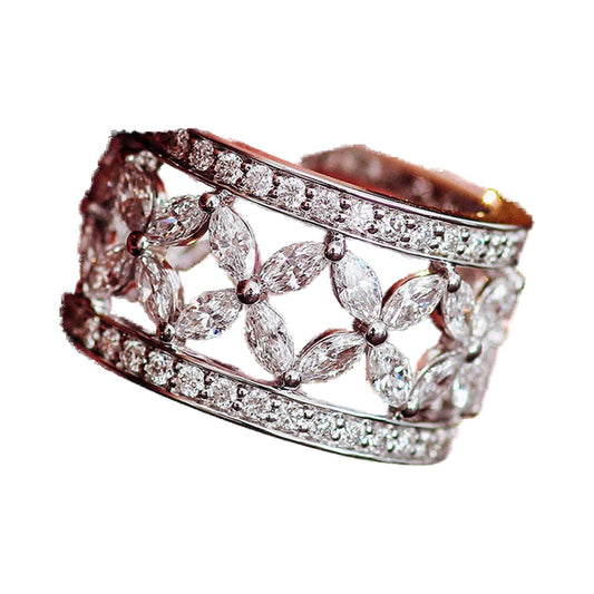 Marquise and Round Lab Grown Diamond Wedding Ring, Unique Designer Moissanite Ring from Carat and Kraft, on white