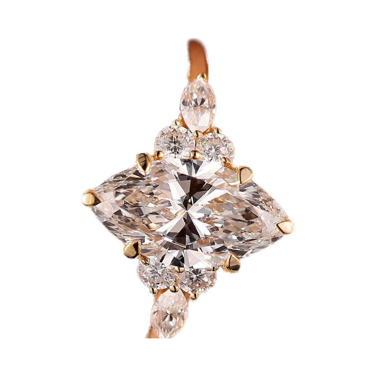Marquise Lab Grown Diamond Engagement Ring: 7 Stone Muse Setting from Carat and Kraft, on white