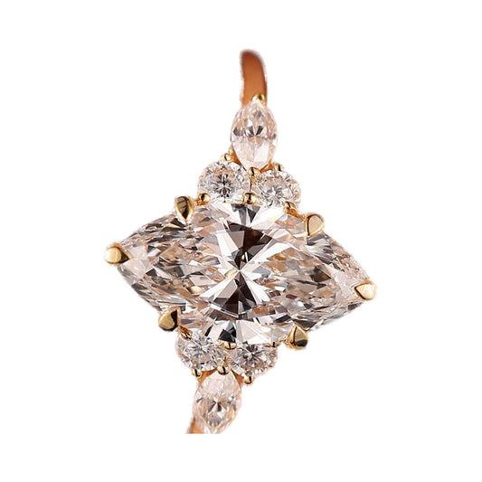 Marquise Lab Grown Diamond Engagement Ring: 7 Stone Muse Setting from Carat and Kraft, on white
