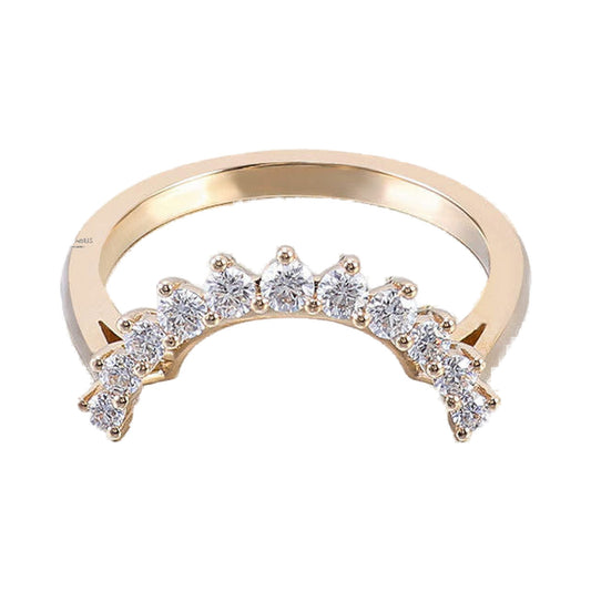 Moissanite Curved Wedding Band Set, Moissanite Band Set, Curved Wedding Band from Carat and Kraft, on white