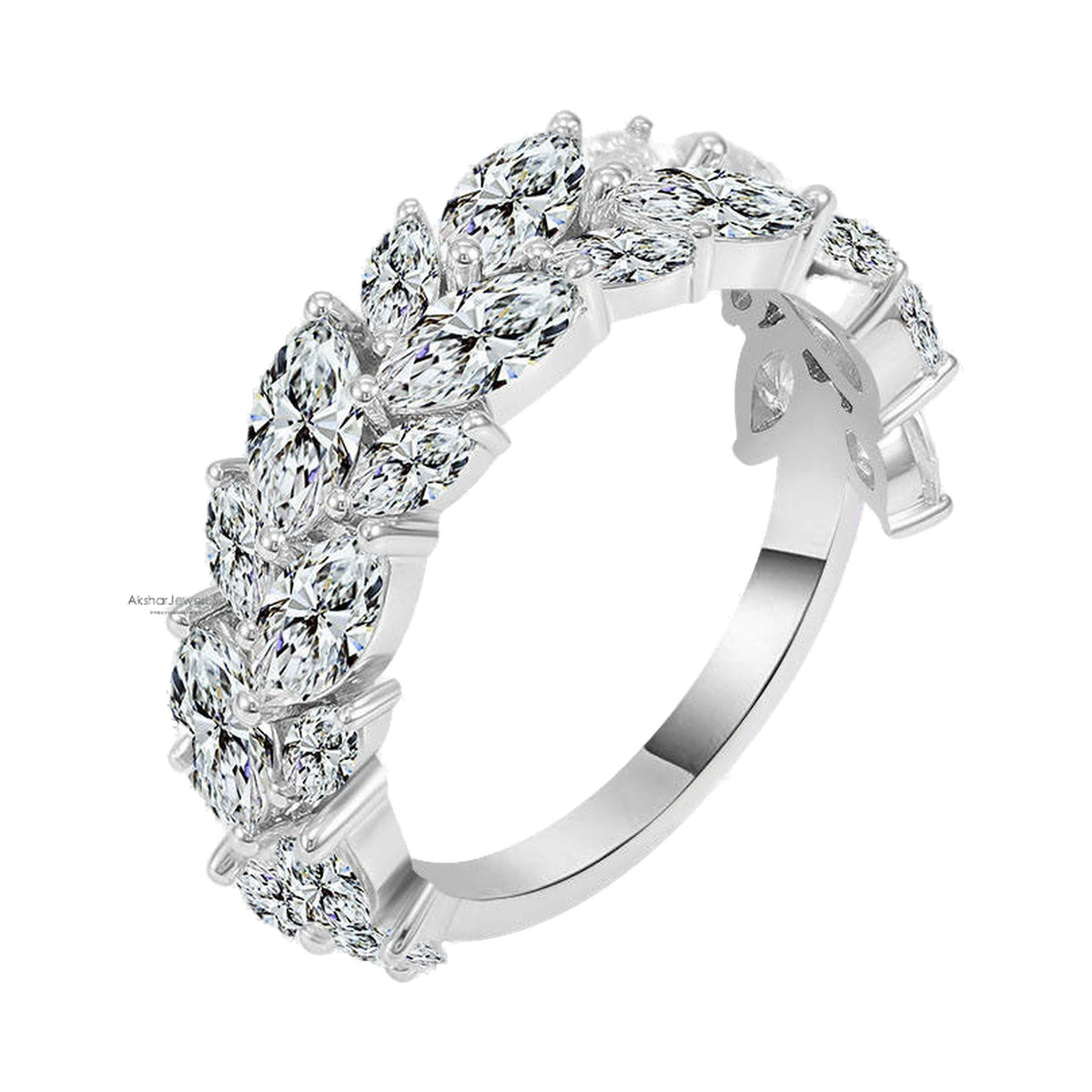 Moissanite Marquise Cut Diamond Cluster Wedding Band from Carat and Kraft, on white