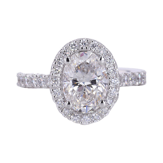 Oval Cut Halo Lab Grown Diamond Engagement Ring from Carat and Kraft, on white