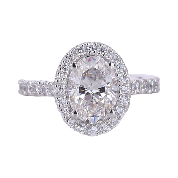 Oval Cut Halo Lab Grown Diamond Engagement Ring from Carat and Kraft, on white