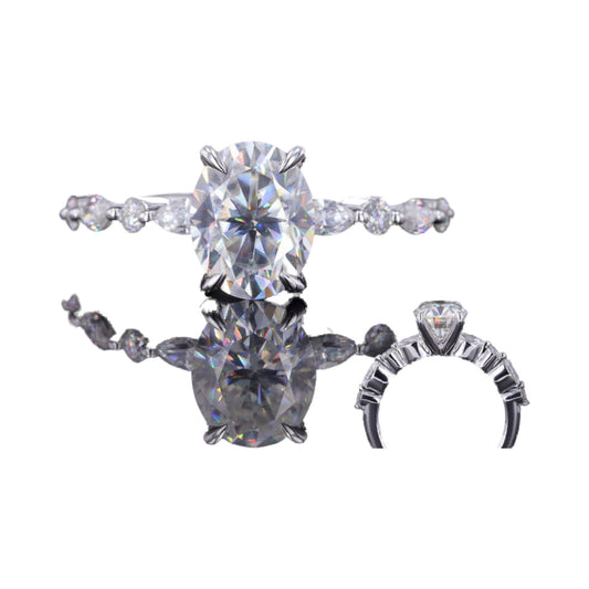 Oval Cut Diamond Ring With Marquise And Round Diamond Engagement Ring from Carat and Kraft, on white