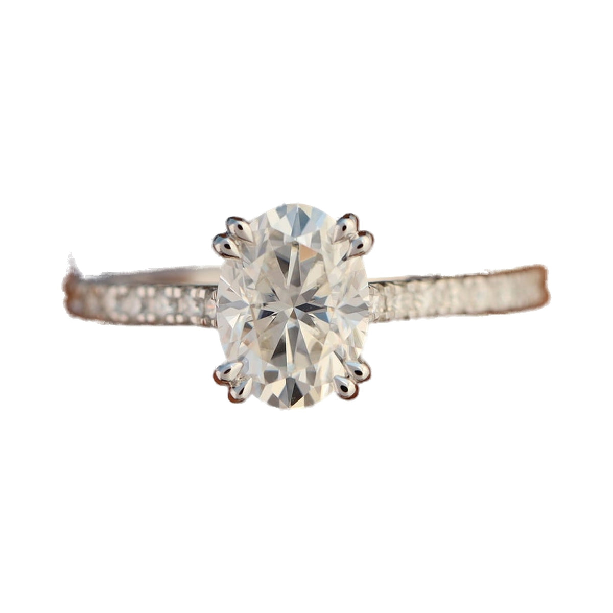 Oval Cut Moissanite 14K Solid Gold Accent Set Ring from Carat and Kraft, on white