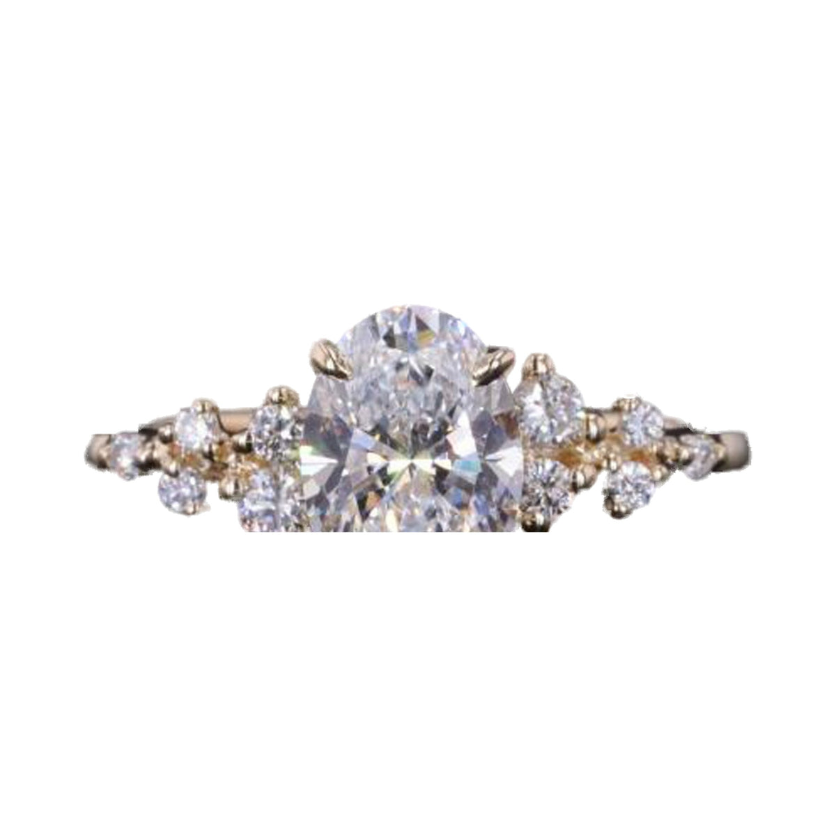 Oval Lab Grown Diamond Engagement Ring, Cluster Diamond Ring from Carat and Kraft, on white