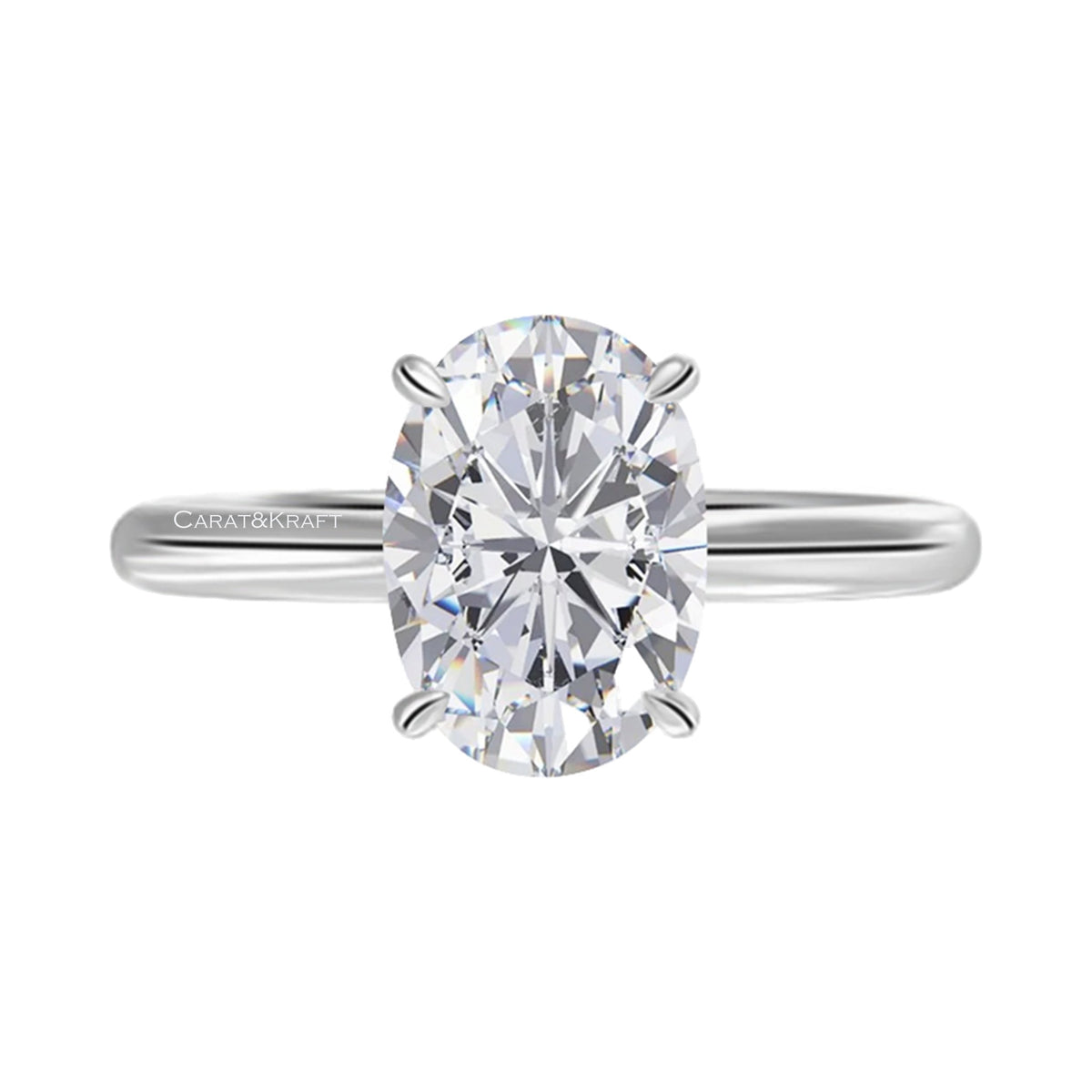 Oval Solitaire Moissanite Diamond Engagement Ring from Carat and Kraft, on white