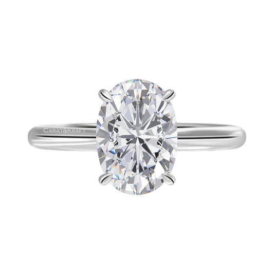 Oval Solitaire Moissanite Diamond Engagement Ring from Carat and Kraft, on white