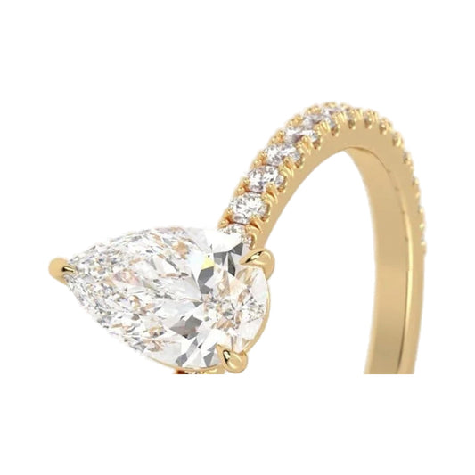 IGI Certified Pear Cut Diamond Ring, Lab Grown Diamond Engagement Ring from Carat and Kraft, on white