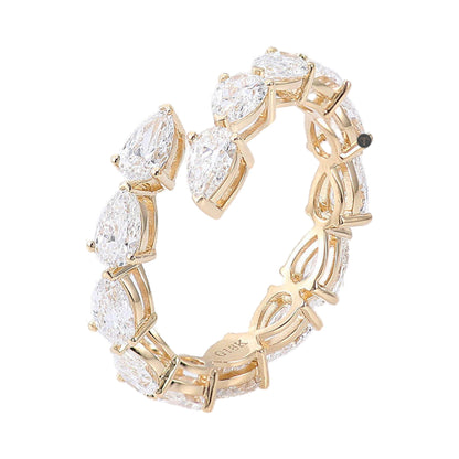 East West Pear Open Cuff Moissanite Diamond Wrap Ring from Carat and Kraft, on white