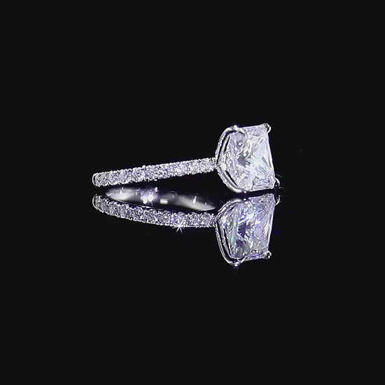 3.67CT Princess Cut Moissanite Engagement Ring, Claw Prong Solitaire Ring