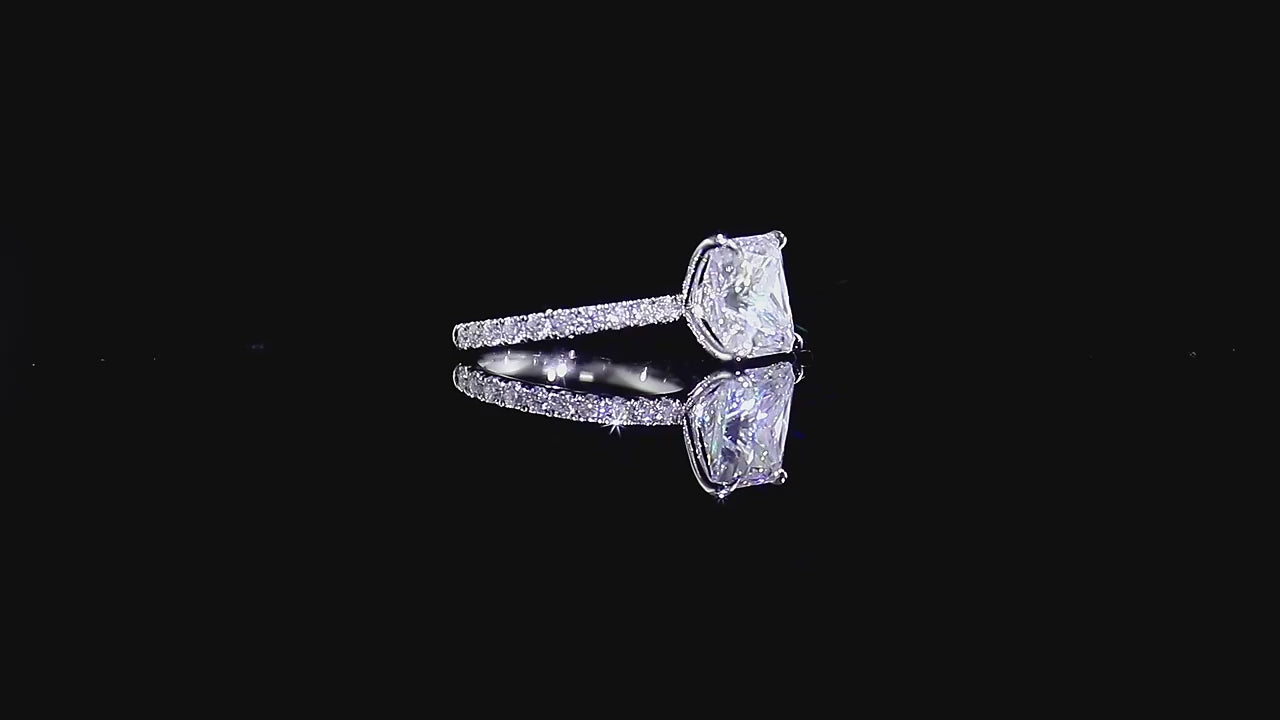 3.67CT Princess Cut Moissanite Engagement Ring, Claw Prong Solitaire Ring