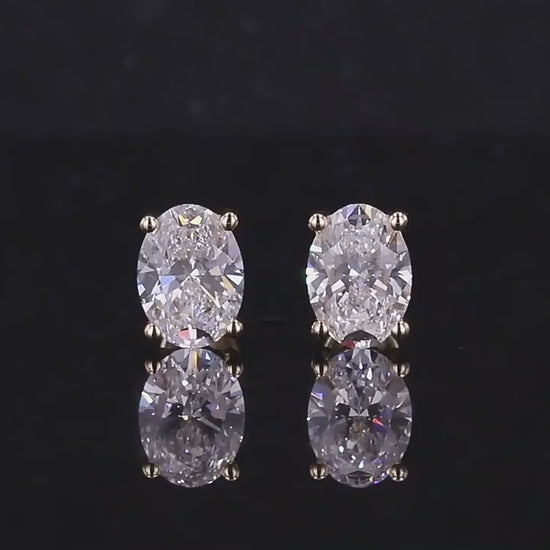 14K Gold Oval moissanite Stud Earrings: diamond studs 
