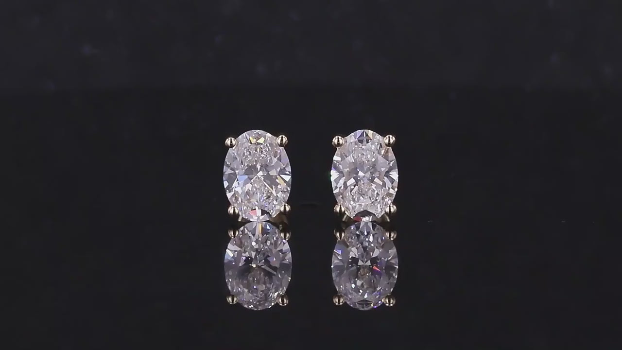 14K Gold Oval moissanite Stud Earrings: diamond studs 
