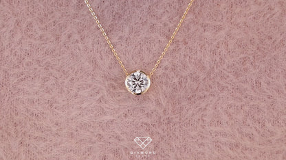 0.35 CT & 2.0CT Lab Grown Diamond Round Bezel Pendant in 10k Yellow Gold