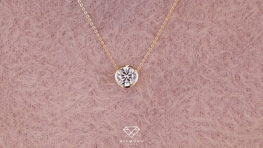 0.35 CT & 2.0CT Lab grown Diamond Round Bezel Pendant in 10k Yellow Gold