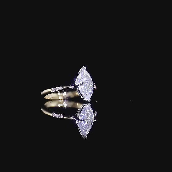 1.00CT to 5.00CT Marquise Cut Moissanite Two Tone Ring