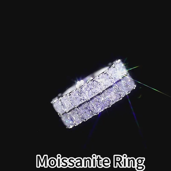 3.00mm Princess Cut Shared Prong Moissanite Diamond Wedding Band