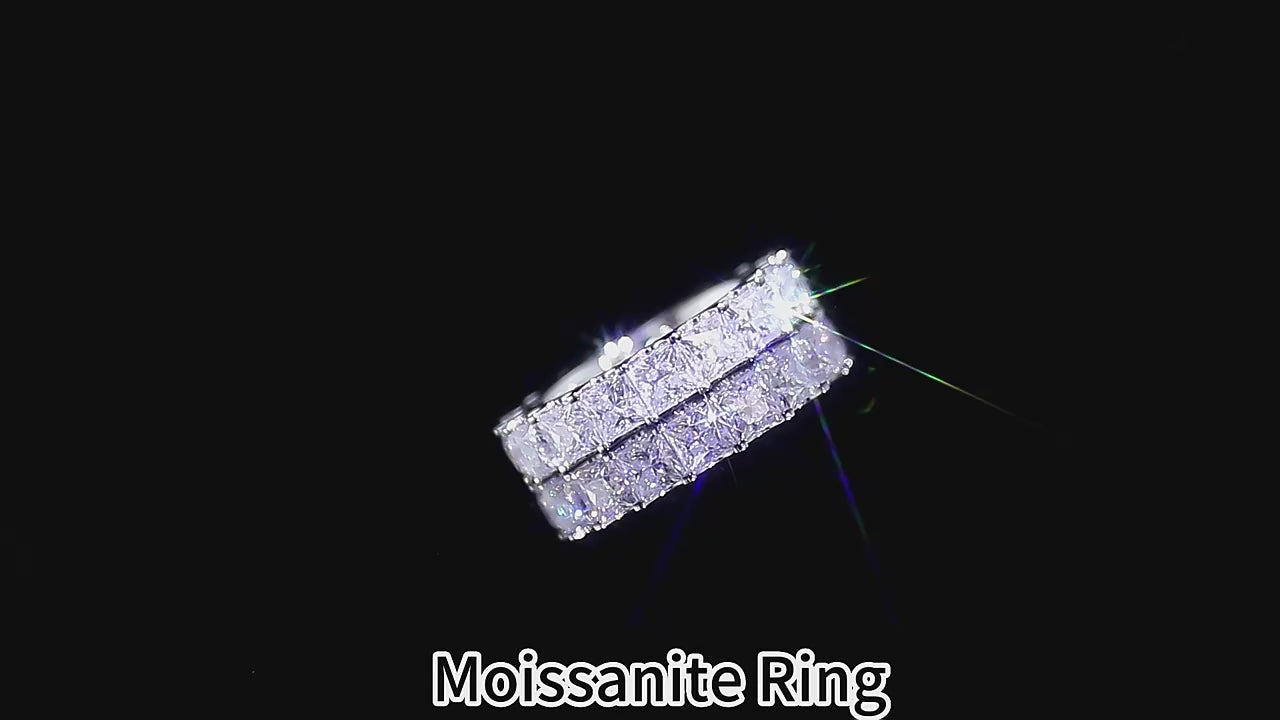 3.00mm Princess Cut Shared Prong Moissanite Diamond Wedding Band