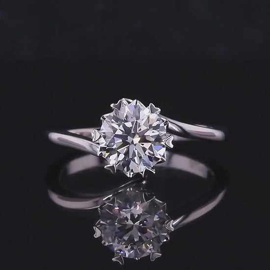 round cut heart prong Setting Diamond Ring