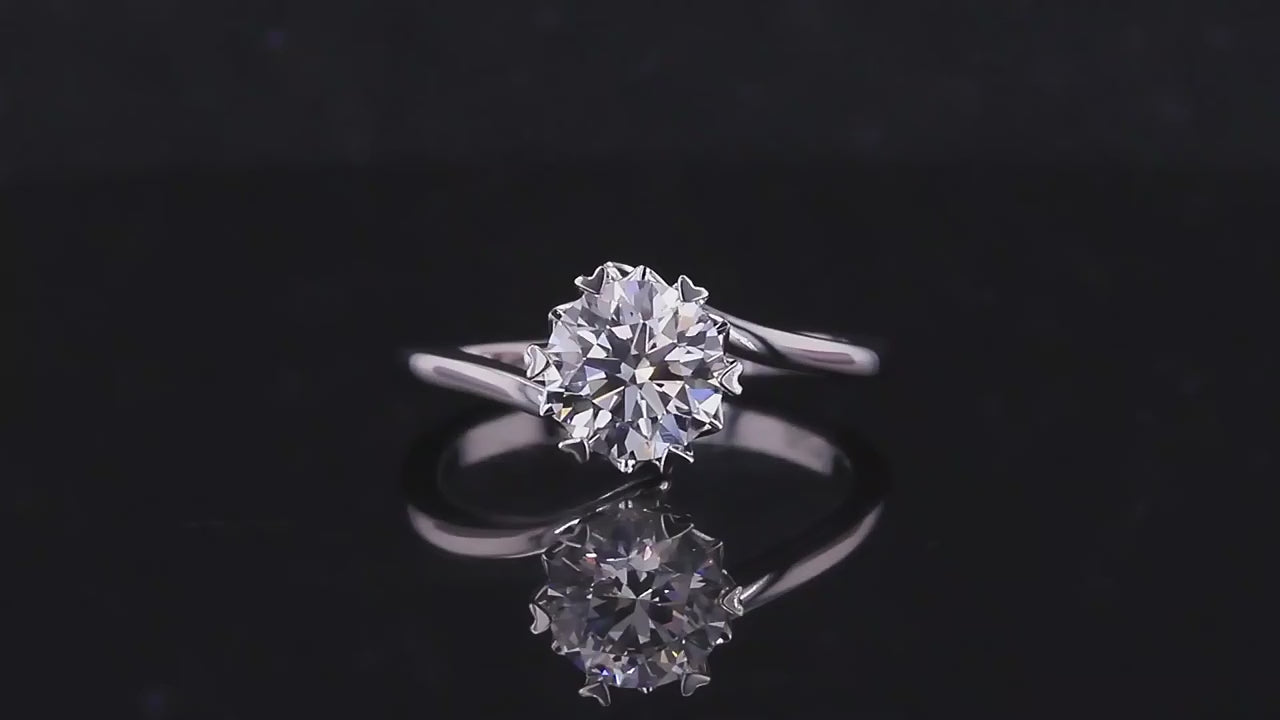 round cut heart prong Setting Diamond Ring