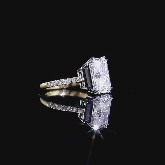 4.00CT Crushed Ice Elongated Radiant Cut Three Stone Ring