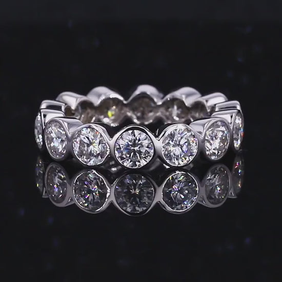 4.00mm Round Bezel Set Full Eternity Band Moissanite Ring