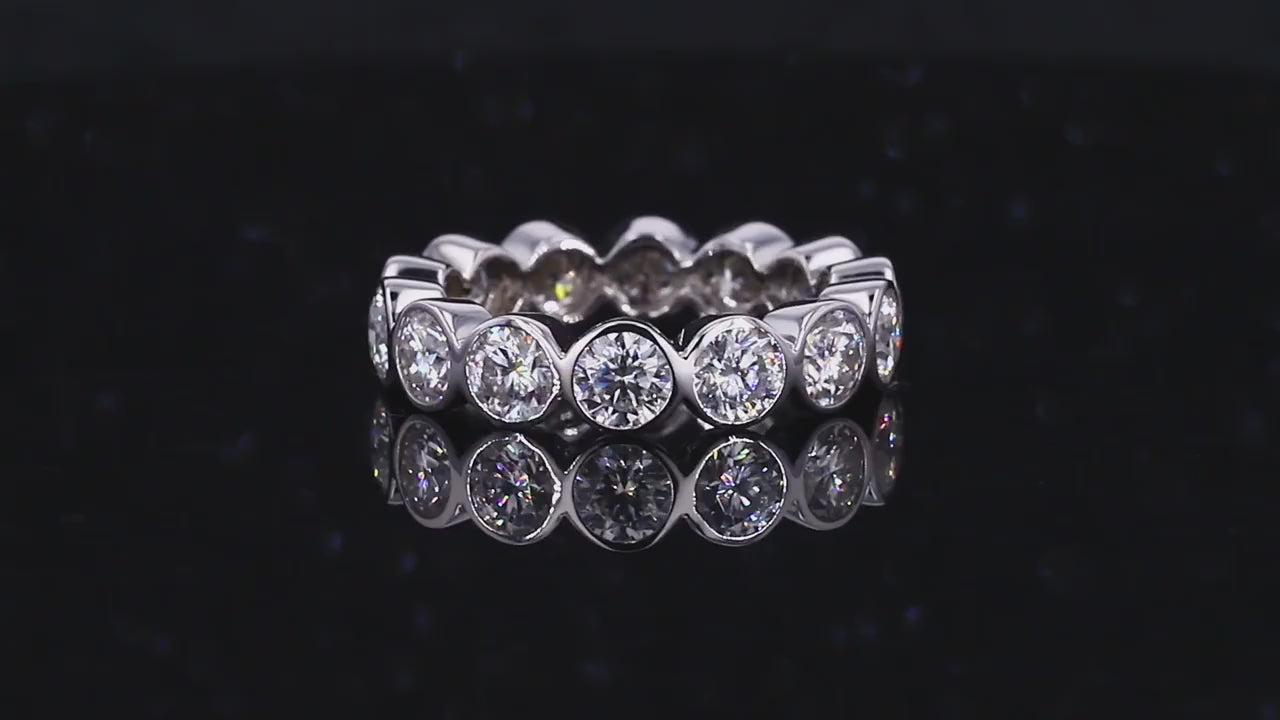 4.00mm Round Bezel Set Full Eternity Band Moissanite Ring