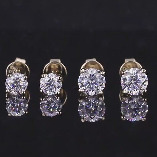 Round Cut Moissanite Diamond Stud Earrings, Minimalist Earrings Available In Various Sizes, Screw Back Earrings For Her
