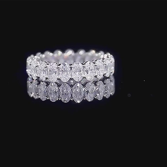 5x3MM Oval Cut Colorless Moissanite Diamond Eternity Ring