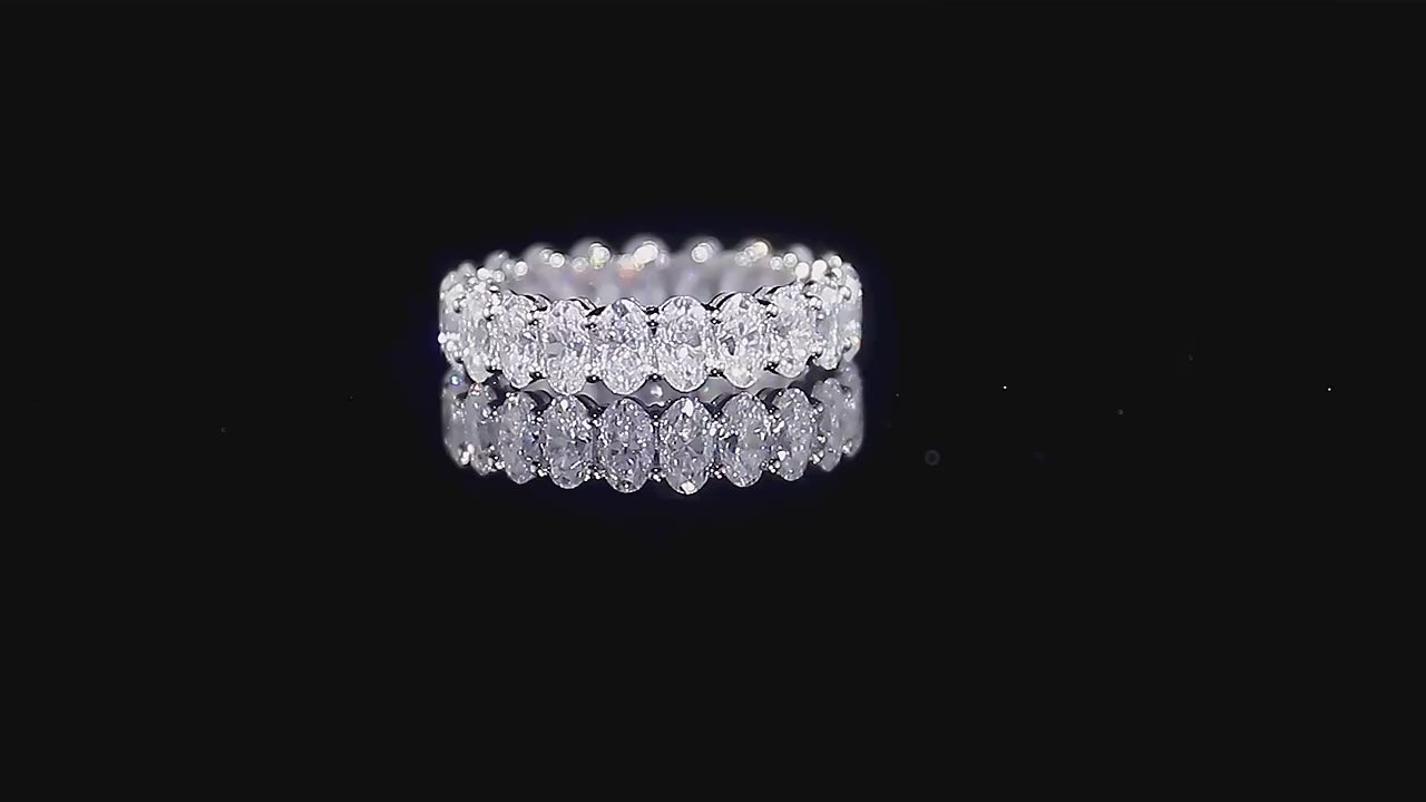 5x3MM Oval Cut Colorless Moissanite Diamond Eternity Ring