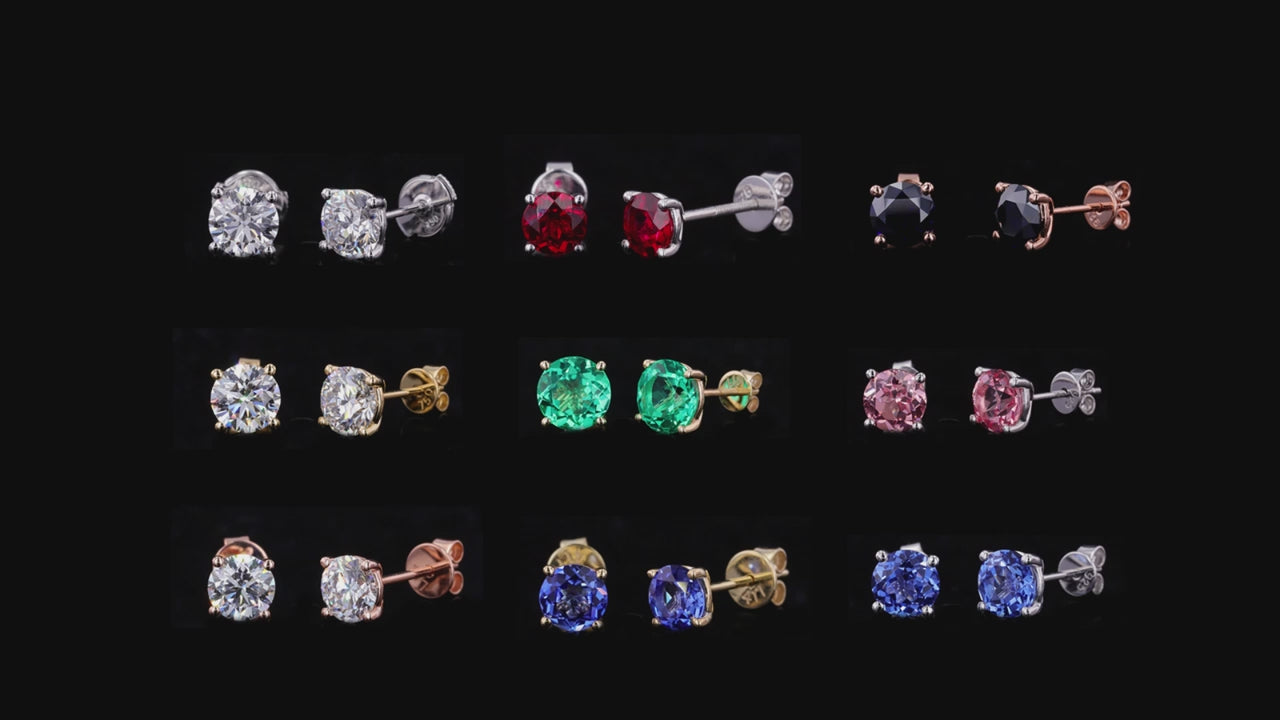 Moissanite Stud Earrings: 925 Sterling Silver Martini Set, 3-10mm