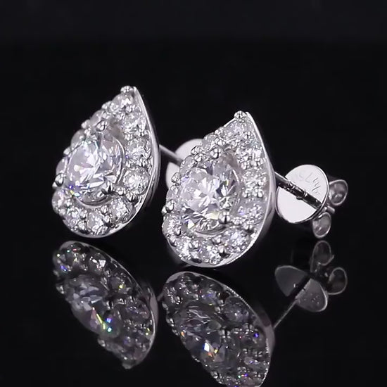 Diamond Stud Earrings, Brillian Round Lab Grown Diamond Halo Stud Earrings, Great Gift for Her Birthday, Studs for Her, Josephine