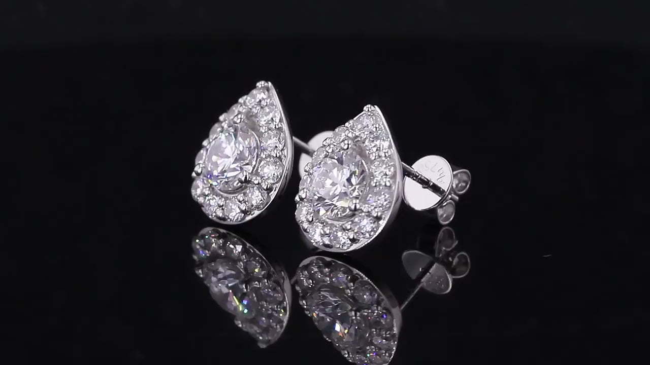 Diamond Stud Earrings, Brillian Round Lab Grown Diamond Halo Stud Earrings, Great Gift for Her Birthday, Studs for Her, Josephine