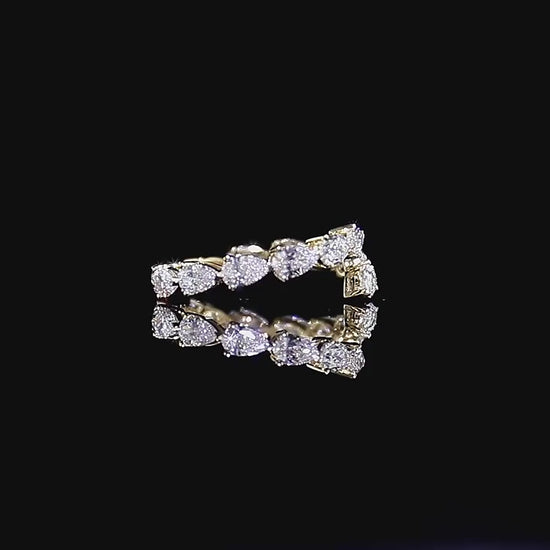 East West Pear Open Cuff Moissanite Diamond Wrap Ring