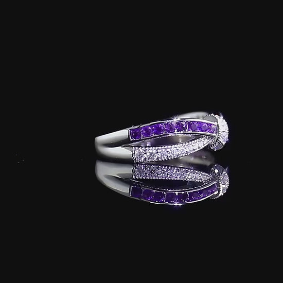 Lovable Infinity Purple Minimalist Diamond Twisted Style Dainty Wedding Ring