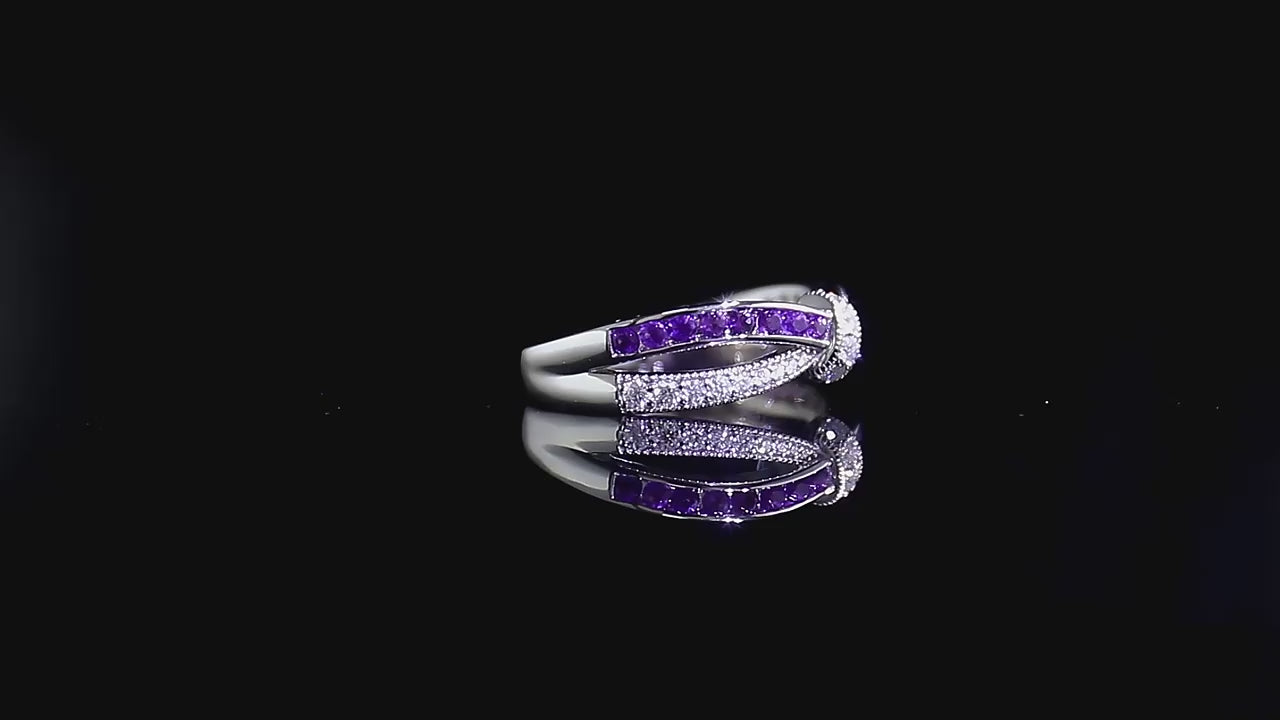 Lovable Infinity Purple Minimalist Diamond Twisted Style Dainty Wedding Ring