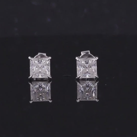 Princess Diamond Stud Earrings, EF/VS Lab Created Diamond Screw Back Earrings, Diamond Studs for Women and Girls, Wedding Earrings
